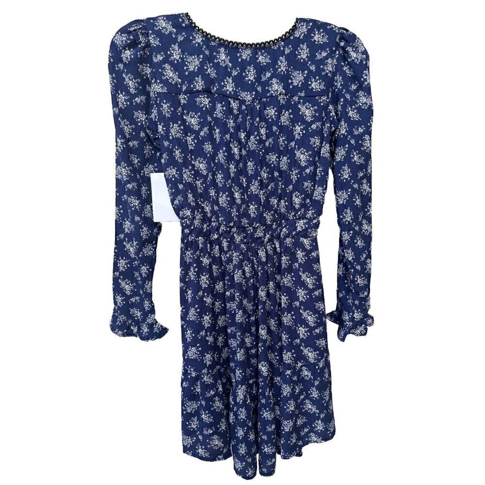 Love & Sunflower Tween Juniors Floral Casual Navy Blue Fit & Flare Dress Size XL - Picture 10 of 10